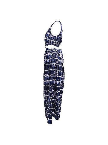Altuzarra Altuzarra Ashima Shibori-Print Cutout Midi Dress in Navy Blue Cotton (view 2)