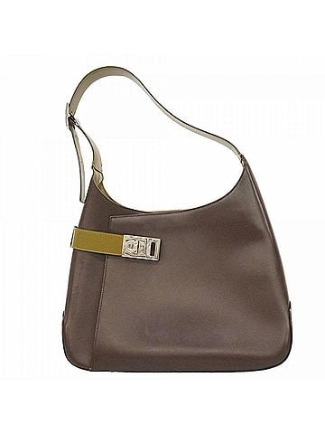 Salvatore Ferragamo Salvatore Ferragamo Shoulder Bag, Gancini Leather, Brown/Khaki, Women's (view 1)