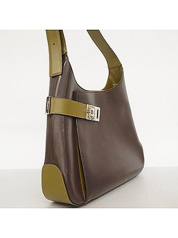 Salvatore Ferragamo Salvatore Ferragamo Shoulder Bag, Gancini Leather, Brown/Khaki, Women's (view 2)