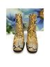 Tory Burch 100% Leather Snake Print Yellow Black Brown Ankle Boots Size 9 1/2 - photo 4