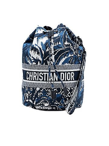 Dior Technical Fabric Embroidered Palm Tree Toile de Jouy DiorTravel Drawstring Pouch (view 1)