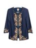Chico's 82% Cotton 11% Polyester 6% Rayon 1% Spandex 100% Polyester Floral Blue Orange Jacket Size M - photo 1