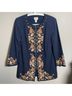 Chico's 82% Cotton 11% Polyester 6% Rayon 1% Spandex 100% Polyester Floral Blue Orange Jacket Size M - photo 11