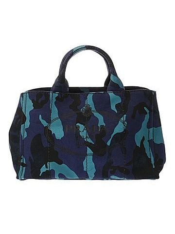Prada PRADA Canapa Tote Bag, Camouflage, Blue, B2642B, Women's Canvas Handbag, AB Rank, Used, Ginzo (view 1)
