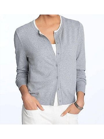 Elliott Lauren Modal Knits Double Layer Cardigan in Heather Grey (view 2)