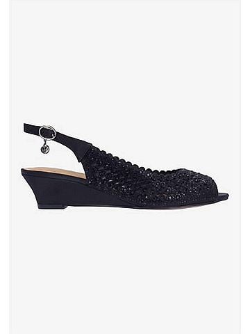J. Renee Women's Malorie Sling Back Pumps in Black Satin/Stones (view 1)
