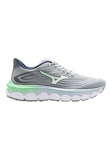 Mizuno Women's Wave Horizon 8 Shoe in Grey/Green (view 1)