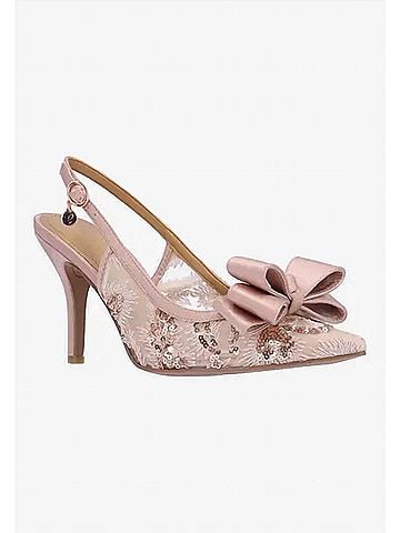 J. Renee Women's Deloris Sling Back Pumps in Rose Gold Sequin Mesh/Satin (view 2)