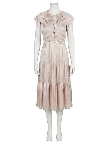 Love Token Pamela Ruffle Trim Midi Dress in Nude (view 1)