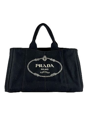 Prada Prada PRADA Canapa Canvas Handbag, Black, Women's z10186 (view 1)