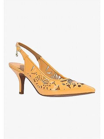 J. Renee Women's Vanani Sling Back Pumps in Tangerine Patent/Mesh (view 2)