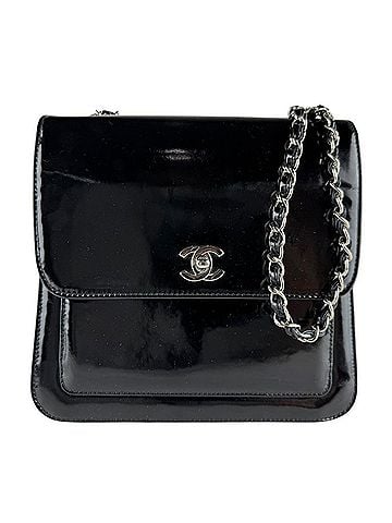 Chanel Chanel CHANEL Shoulder Bag Patent Leather Black Silver Women's z10018 (view 1)