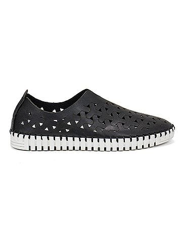 Eric Michael Women's Inez Slip-On Flat Comfort Shoes in Black Leather (view 1)