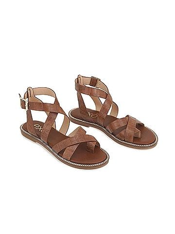 exe Women's Alexia-100 Flat Strappy Sandal in Tan (view 2)