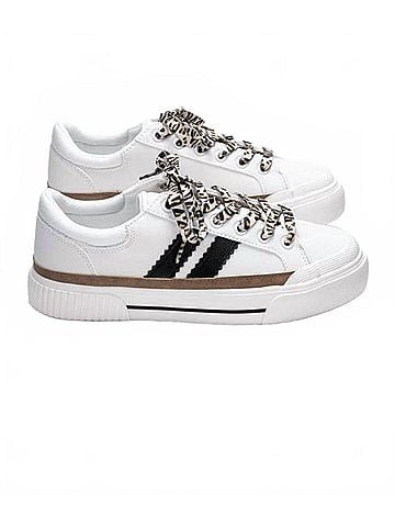 Corkys Women's That's Her Sneakers in White With Black Stripe (view 1)