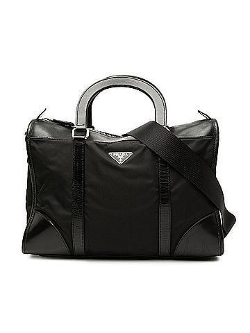 Prada Prada Triangle Logo Plate Handbag/Shoulder Bag 2-Way Black Nylon Leather Women's PRADA (view 1)