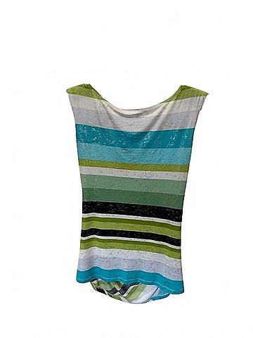 Libra Women Stripe Cowl Neck Layered Tank in Turquoise/Green/Black/White (view 2)