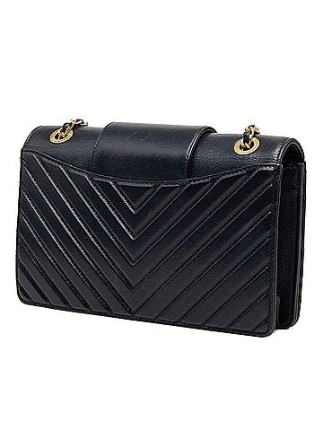Chanel Chanel Chevron V-stitch Coco Mark Chain Shoulder Bag, Navy Gold Leather, Women's CHANEL (view 2)