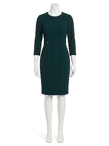 London Times Quarter Sleeve Button Waist Sheath Dress in Deep Teal (view 1)