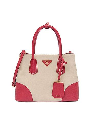 Prada Prada BN2887 Women's Leather,Canvas Handbag,Shoulder Bag Beige,Fuoco (view 1)