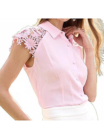 Generation Love Felice Lace Combo Top in Pink (view 2)