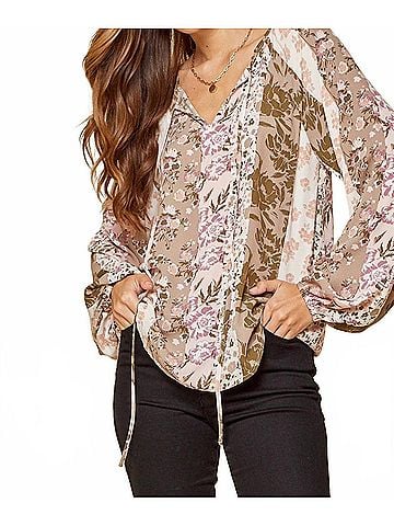 Andree by UNIT Floral Peasant Blouse in Multicolor (view 2)