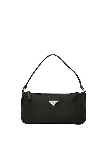 Prada Prada Triangle Logo Plate Handbag One-Shoulder Bag Black Nylon Women's PRADA (view 1)