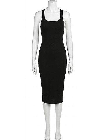 Good American Scoop Neck Midi Dress in Black (view 1)