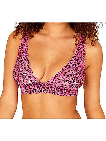 Cosabella Women's Never Say Never Printed Triangle Bralette in Victorian Pink/ Animal (view 2)