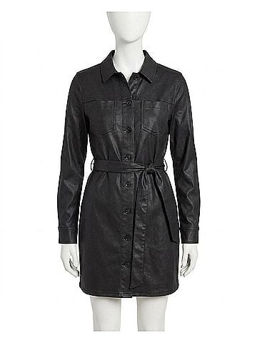 Sanctuary Coated Denim Dress in Black (view 1)