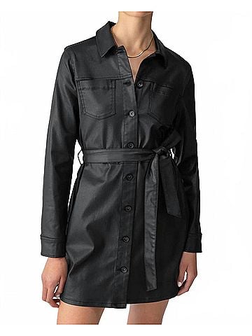 Sanctuary Coated Denim Dress in Black (view 2)