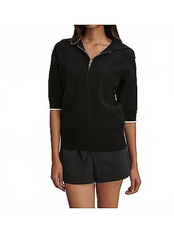 Varley Arney Half Zip Knit Polo in Black (view 2)