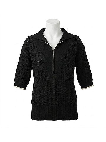 Varley Arney Half Zip Knit Polo in Black (view 1)