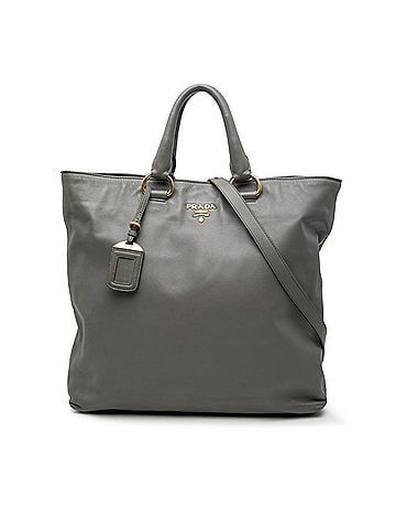 Prada Prada Logo Tote Bag Shoulder 2-Way Gray Leather Women's PRADA (view 1)