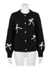 Rails Black Francesca Bow Button Front Cardigan in Black/Ivory Size L - photo 1
