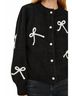 Rails Black Francesca Bow Button Front Cardigan in Black/Ivory Size XS - photo 4