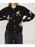 Rails Black Francesca Bow Button Front Cardigan in Black/Ivory Size XS - photo 5