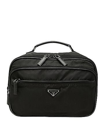 Prada Prada Triangle Logo Plate Vanity Bag Carry-on Cosmetic Black Nylon Women's PRADA (view 1)