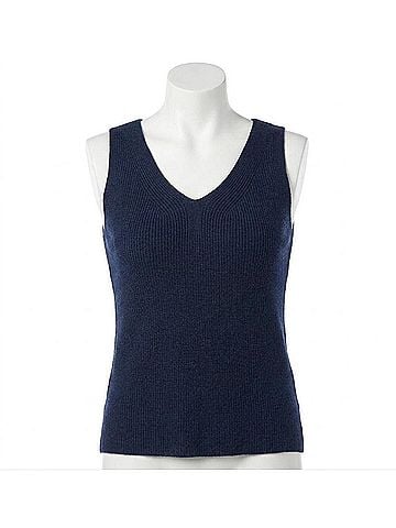 FDJ Natalie Textured Knit Tank Top in Navy (view 1)