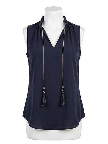 Frank Lyman Design Teagan Sleeveless Ruffle Bottom Top in Twilight (view 1)