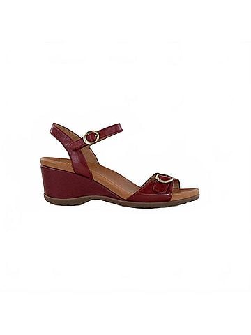 Dansko Women's Arielle Sandal in Red Glazed Kid Leather (view 2)