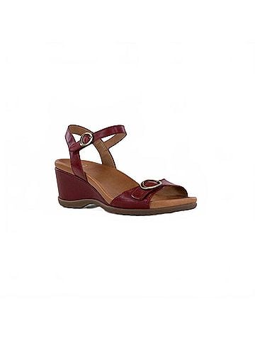 Dansko Women's Arielle Sandal in Red Glazed Kid Leather (view 1)