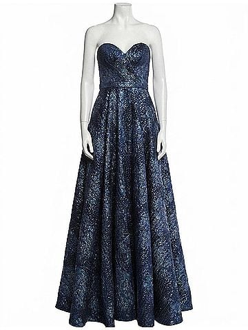 Jovani Strapless Sweetheart Neck Ballgown in Navy (view 1)