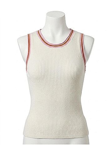 Lilla P Contrast Trim Tank in White (view 1)