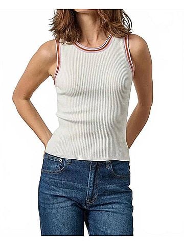 Lilla P Contrast Trim Tank in White (view 2)