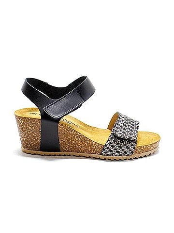 Eric Michael Women's Gypsy Cork Wedge Heel Sandals in Black (view 1)