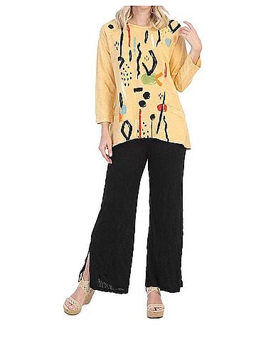 Jess & Jane Surprise Mineral Washed Patch Pocket Cotton Top in Wheat (view 2)