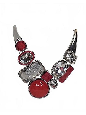 EMMA Crystal Necklace Set With Matching Earrings in Red & Silver (view 1)