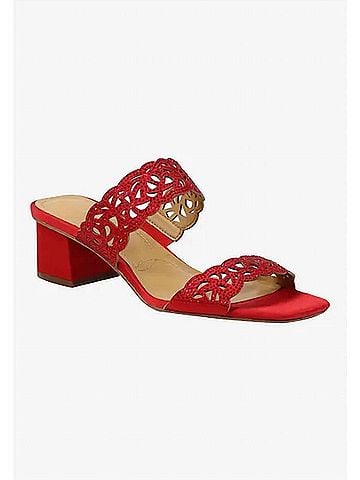 J. Renee Women's Keetana Slip On Sandals in Red Satin/Stones (view 2)