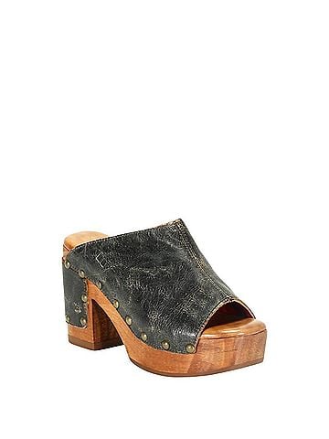 BED|STU Deva Clog Flatform Heel in Black Lux (view 1)
